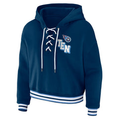 Tennessee Titans WEAR by Erin Andrews Women's Lace-Up Pullover Hoodie - Navy outlet