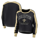 New Orleans Saints WEAR by Erin Andrews Women's Plus Size Colorblock Long Sleeve T-Shirt - Black cheap
