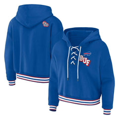 Buffalo Bills WEAR by Erin Andrews Women's Plus Size Lace-Up Pullover Hoodie - Royal for sale