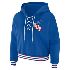 Buffalo Bills WEAR by Erin Andrews Women's Plus Size Lace-Up Pullover Hoodie - Royal for sale