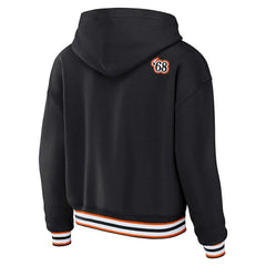 Cincinnati Bengals WEAR by Erin Andrews Women's Plus Size Lace-Up Pullover Hoodie - Black on sale