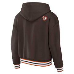 Cleveland Browns WEAR by Erin Andrews Women's Plus Size Lace-Up Pullover Hoodie - Brown discount