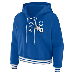 Indianapolis Colts WEAR by Erin Andrews Women's Plus Size Lace-Up Pullover Hoodie - Royal cheap
