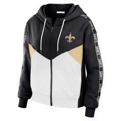 New Orleans Saints WEAR by Erin Andrews Women's Plus Size Color Block Full-Zip Hoodie - Black/White online