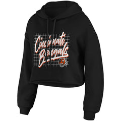 Cincinnati Bengals WEAR by Erin Andrews Women's Domestic Cropped Pullover Hoodie - Black for sale