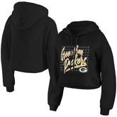 Green Bay Packers WEAR by Erin Andrews Women's Domestic Cropped Pullover Hoodie - Black sale