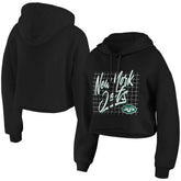 New York Jets WEAR by Erin Andrews Women's Domestic Cropped Pullover Hoodie - Black online
