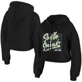 Seattle Seahawks WEAR by Erin Andrews Women's Domestic Cropped Pullover Hoodie - Black discount