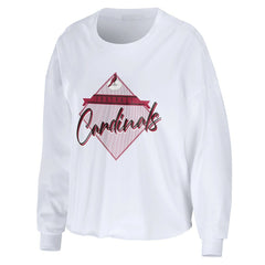 Arizona Cardinals WEAR by Erin Andrews Women's Domestic Cropped Long Sleeve T-Shirt - White sale