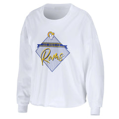 Los Angeles Rams WEAR by Erin Andrews Women's Domestic Cropped Long Sleeve T-Shirt - White outlet