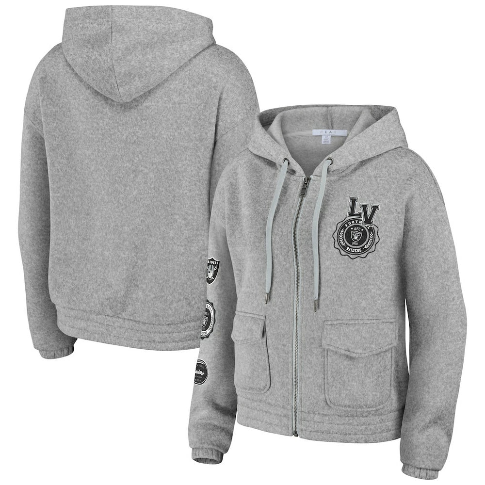 Las Vegas Raiders WEAR by Erin Andrews Women's Full-Zip Hoodie - Heather Gray outlet