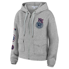 New England Patriots WEAR by Erin Andrews Women's Full-Zip Hoodie - Heather Gray for sale