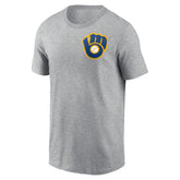 Milwaukee Brewers Cooperstown Collection Large Logo 2-Hit T-Shirt Heather Gray