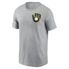 Milwaukee Brewers Cooperstown Collection Large Logo 2-Hit T-Shirt Heather Gray