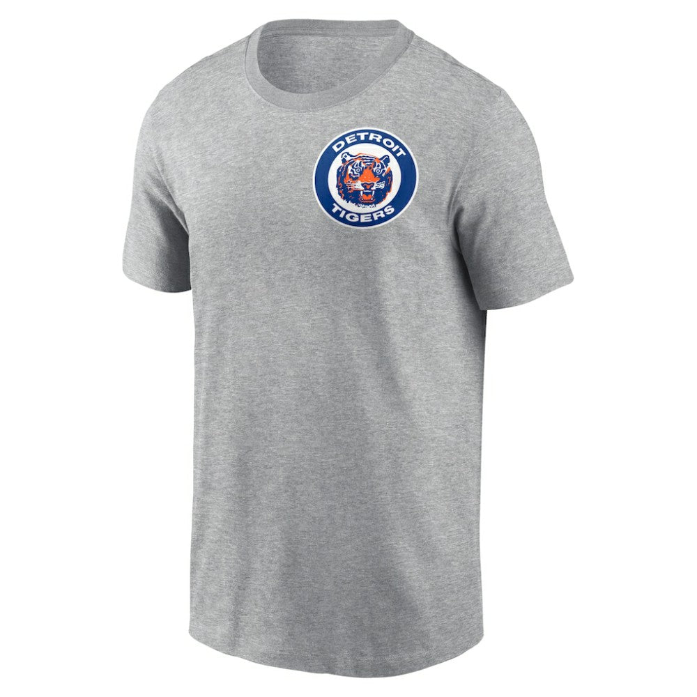 Detroit Tigers Cooperstown Collection Large Logo 2-Hit T-Shirt Heather Gray