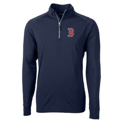 Boston Red Sox Cutter & Buck Adapt Eco Knit Stretch Recycled Quarter-Zip Pullover Top Navy