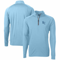 Kansas City Royals Cutter & Buck Adapt Eco Knit Stretch Recycled Quarter-Zip Pullover Top Light Blue