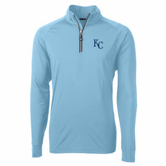 Kansas City Royals Cutter & Buck Adapt Eco Knit Stretch Recycled Quarter-Zip Pullover Top Light Blue