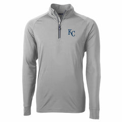 Kansas City Royals Cutter & Buck Adapt Eco Knit Stretch Recycled Quarter-Zip Pullover Top Gray