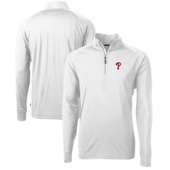 Philadelphia Phillies Cutter & Buck Adapt Eco Knit Stretch Recycled Quarter-Zip Pullover Top White