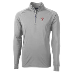 Philadelphia Phillies Cutter & Buck Adapt Eco Knit Stretch Recycled Quarter-Zip Pullover Top Gray