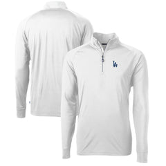 Los Angeles Dodgers Cutter & Buck Adapt Eco Knit Stretch Recycled Quarter-Zip Pullover Top White