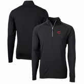 Cincinnati Reds Cutter & Buck Adapt Eco Knit Stretch Recycled Quarter-Zip Pullover Top Black