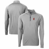 Cleveland Guardians Cutter & Buck Adapt Eco Knit Stretch Recycled Quarter-Zip Pullover Top Gray