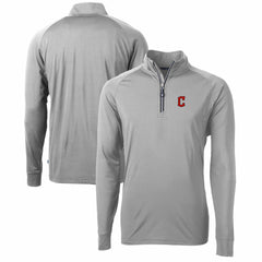 Cleveland Guardians Cutter & Buck Adapt Eco Knit Stretch Recycled Quarter-Zip Pullover Top Gray