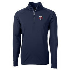 Minnesota Twins Cutter & Buck Adapt Eco Knit Stretch Recycled Quarter-Zip Pullover Top Navy