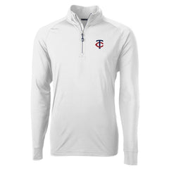 Minnesota Twins Cutter & Buck Adapt Eco Knit Stretch Recycled Quarter-Zip Pullover Top White