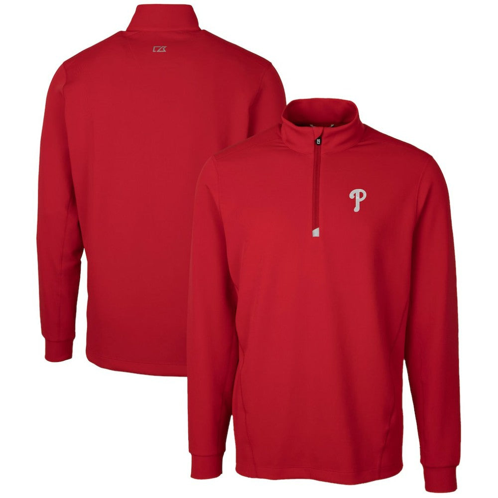 Philadelphia Phillies Cutter & Buck Traverse Stretch Quarter-Zip Pullover Top Red