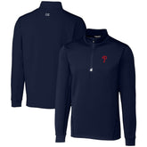 Philadelphia Phillies Cutter & Buck Traverse Stretch Quarter-Zip Pullover Top Navy