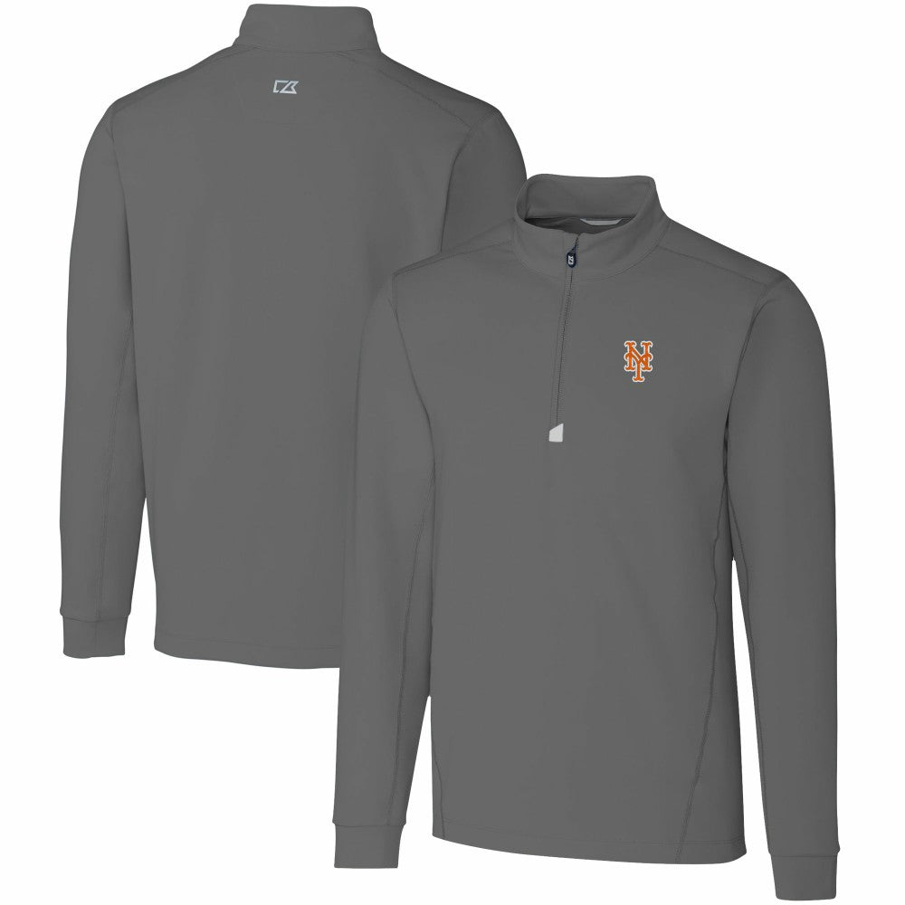 New York Mets Cutter & Buck Traverse Stretch Quarter-Zip Pullover Top Gray