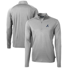 Atlanta Braves Cutter & Buck Virtue Eco Pique Recycled Quarter-Zip Pullover Top Gray