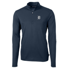 Detroit Tigers Cutter & Buck Virtue Eco Pique Recycled Quarter-Zip Pullover Top Navy
