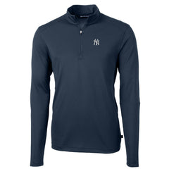 New York Yankees Cutter & Buck Virtue Eco Pique Recycled Quarter-Zip Pullover Top Navy