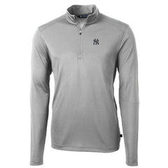 New York Yankees Cutter & Buck Virtue Eco Pique Recycled Quarter-Zip Pullover Top Gray