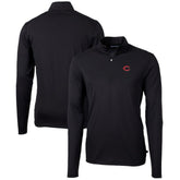 Cincinnati Reds Cutter & Buck Virtue Eco Pique Recycled Quarter-Zip Pullover Top Black