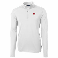 Cincinnati Reds Cutter & Buck Virtue Eco Pique Recycled Quarter-Zip Pullover Top White