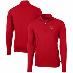 Cleveland Guardians Cutter & Buck Virtue Eco Pique Recycled Quarter-Zip Pullover Top Red