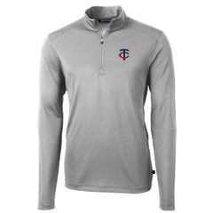 Minnesota Twins Cutter & Buck Virtue Eco Pique Recycled Quarter-Zip Pullover Top Gray