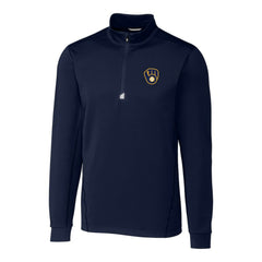 Milwaukee Brewers Cutter & Buck Big & Tall Traverse Stretch Quarter-Zip Pullover Top Navy