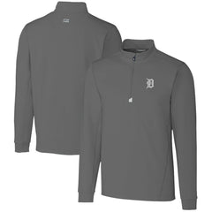 Detroit Tigers Cutter & Buck Big & Tall Traverse Stretch Quarter-Zip Pullover Top Gray