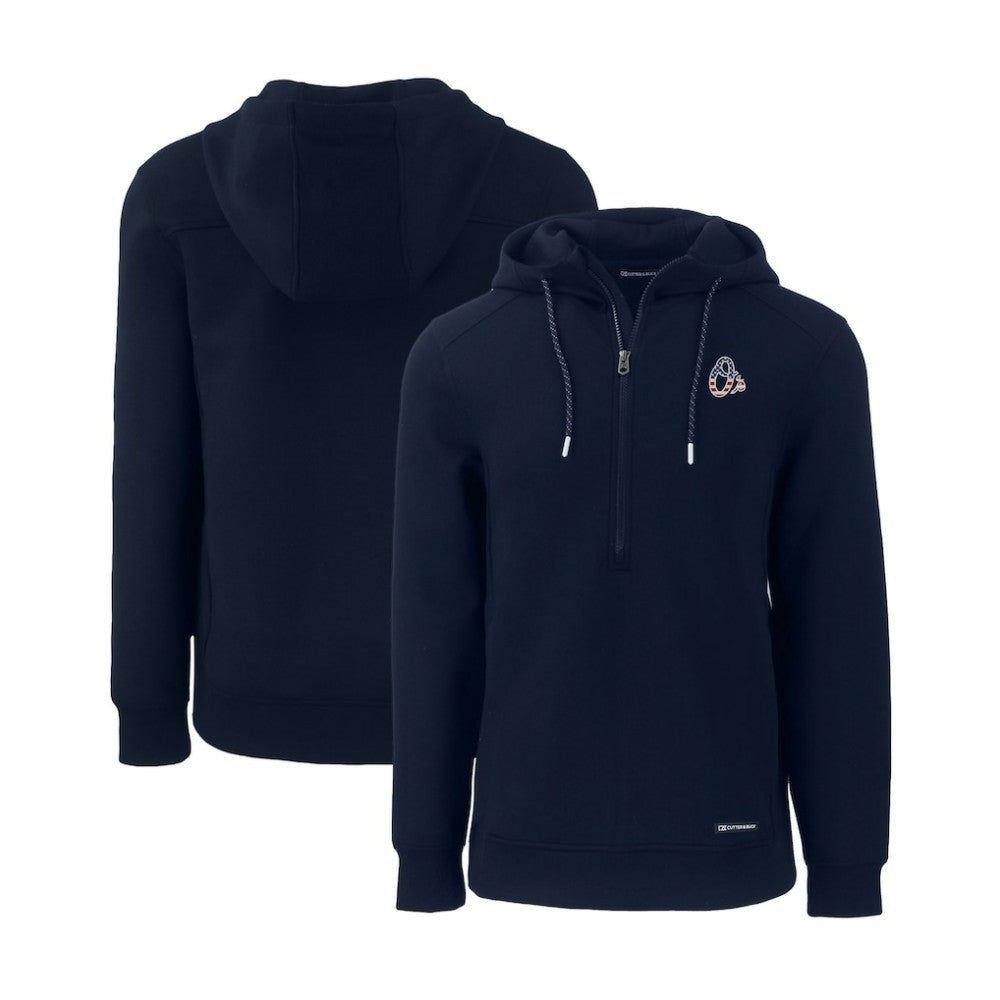 Baltimore Orioles Cutter & Buck Stars & Stripes Roam Eco Half-Zip Recycled Pullover Hoodie Navy