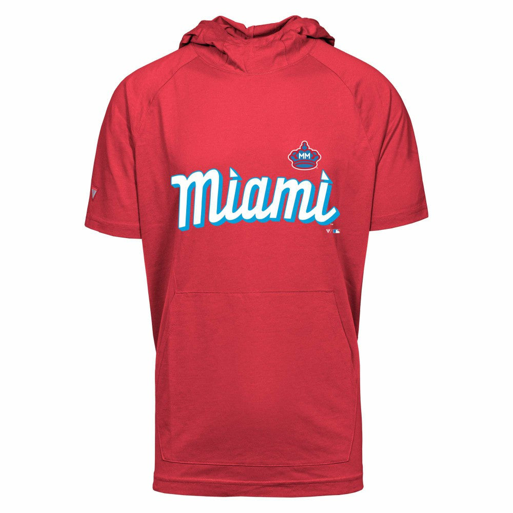 Miami Marlins Levelwear City Connect Phase Core Hoodie T-Shirt Red