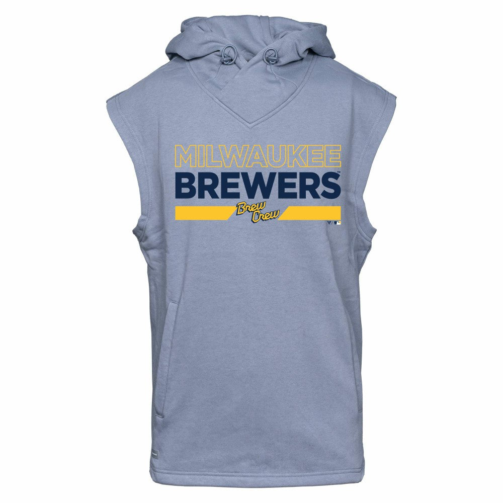 Milwaukee Brewers Levelwear City Connect Throttle No Hitter Hoodie Sleeveless T-Shirt Gray