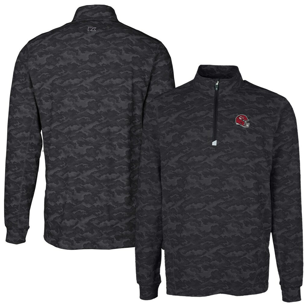 Kansas City Chiefs Cutter & Buck Helmet Traverse Camo Print Stretch Quarter-Zip Pullover Top - Black cheap