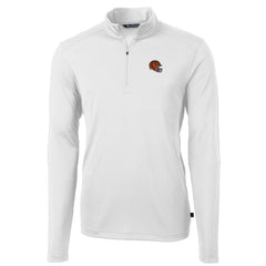 Cincinnati Bengals Cutter & Buck Helmet Virtue Eco Pique Recycled Quarter-Zip Pullover Top - White cheap
