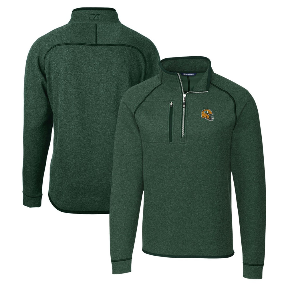 Green Bay Packers Cutter & Buck Helmet Mainsail Sweater-Knit Half-Zip Pullover Jacket - Hunter Green outlet